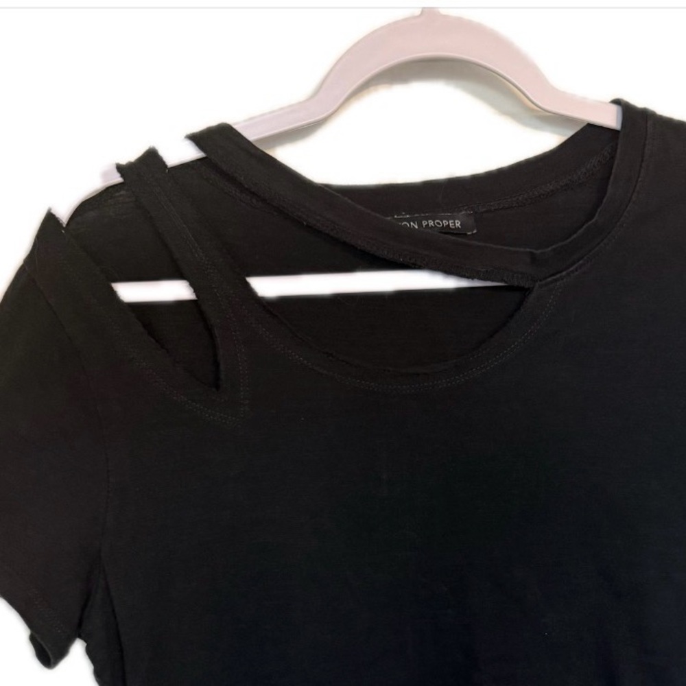 Boston Proper Black Cut-Out Short Sleeve Top Size M - Picture 3 of 8